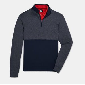 FootJoy Men's Space Dye Stripe Blocked Quarter-Zip Large